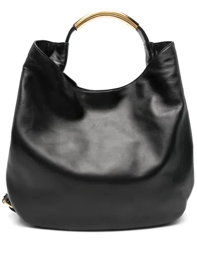 Moschino Leather Tote Bag In Black
