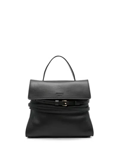 Moschino Mini Bag Adjustable Strap Gold Tone Hardware In Black
