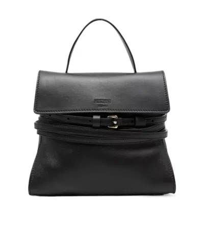 Moschino Leather Tote Bag In Black