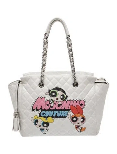 Pre-owned Moschino Leather Tote In White