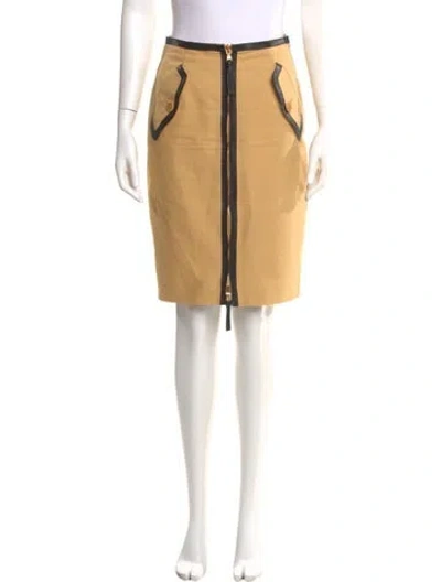 Pre-owned Moschino Leather Trim Embellishment Knee-length Skirt In Neutral