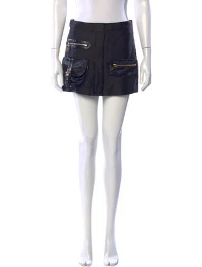 Pre-owned Moschino Leather Trim Embellishment Mini Skirt In Black