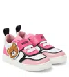 Moschino Leather-trimmed Sneakers In Multicoloured