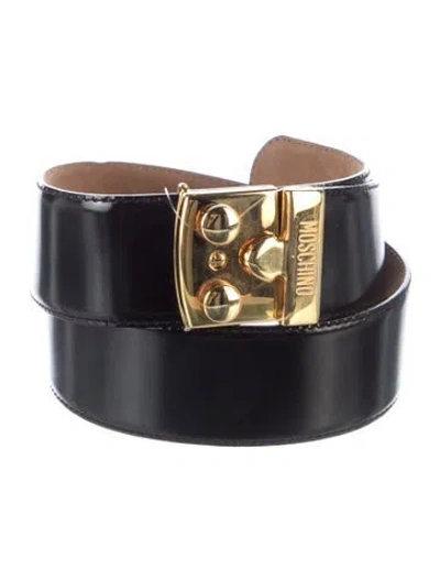 Pre-owned Moschino Leather Waist Belt In Black