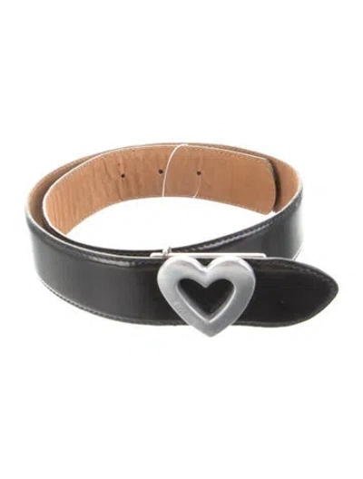 Pre-owned Moschino Leather Waist Belt In Black