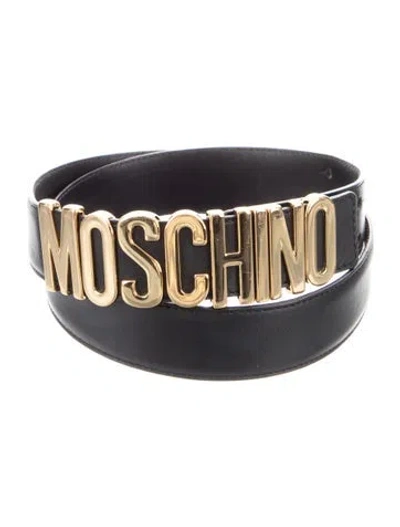 Pre-owned Moschino Leather Waist Belt In Black