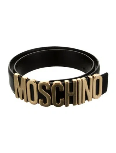 Pre-owned Moschino Leather Waist Belt In Black