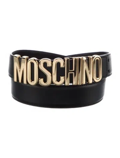 Pre-owned Moschino Leather Waist Belt In Black