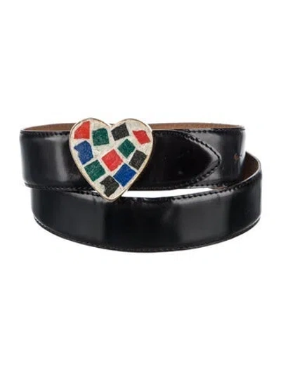 Pre-owned Moschino Leather Waist Belt In Black