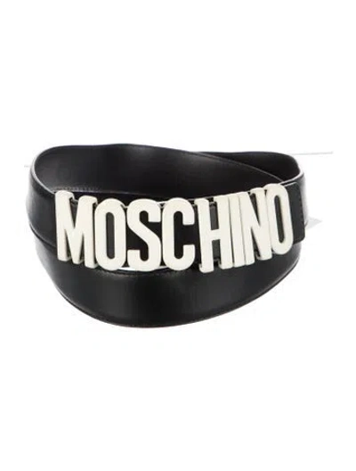 Pre-owned Moschino Leather Waist Belt In Black