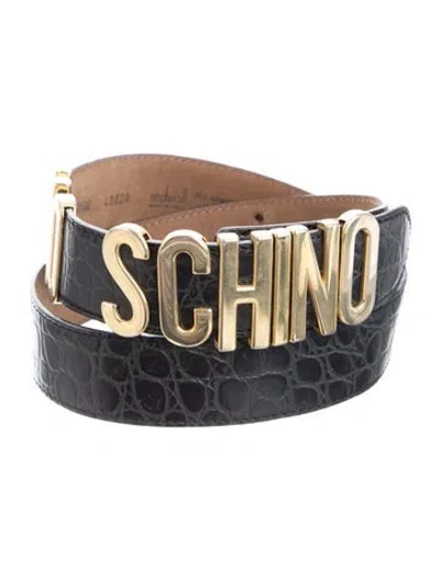 Pre-owned Moschino Leather Waist Belt In Black
