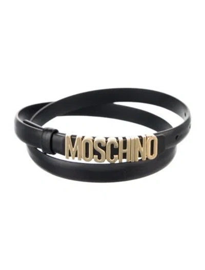 Pre-owned Moschino Leather Waist Belt In Black