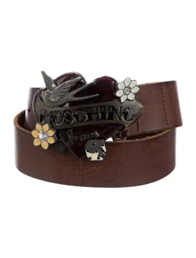 Pre-owned Moschino Leather Waist Belt In Brown