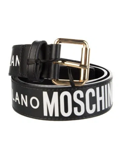 Pre-owned Moschino Leather Waist Belt W/ Tags In Black