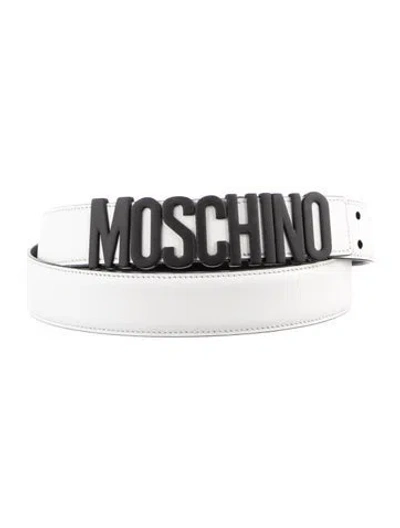 Pre-owned Moschino Leather Waist Belt In White