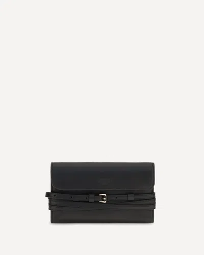 Moschino Leather Wallet With Buckle Detail In Black