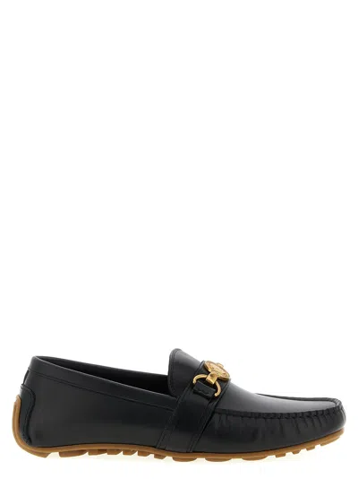Moschino Leather With Antiqued Metal Detail Loafer In Multi