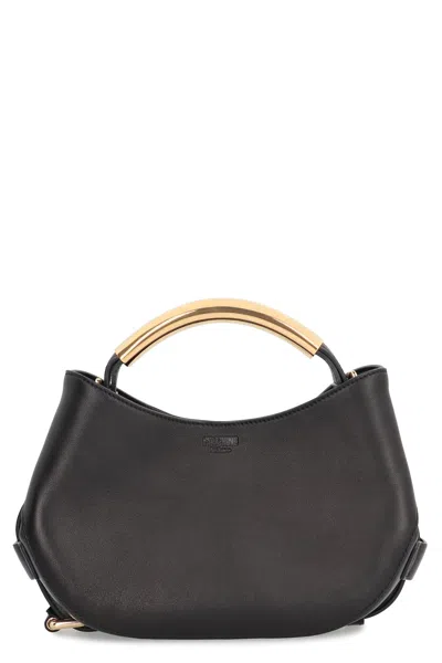 Moschino Leather With Gold-tone Handle Shoulder Bag In Pattern