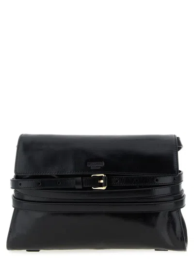 Moschino Leather With Removable Belt Crossbody Bag In Black