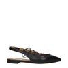 Moschino Black Leather Flats In Black