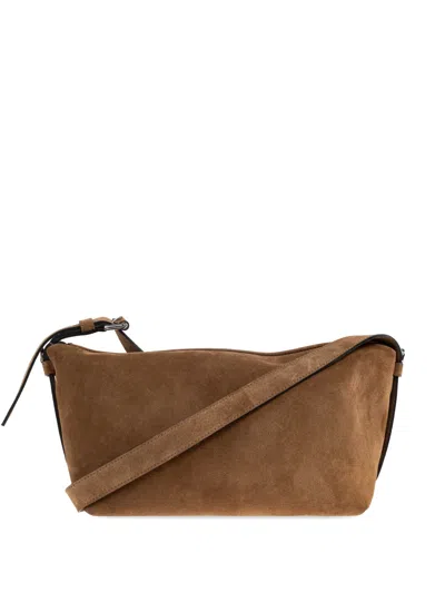 Moschino Leather Zip Tote Bag In Brown