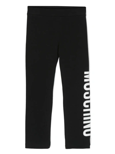 Moschino Legging In Jersey Logo Print In Black