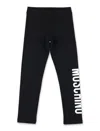 Moschino Legging In Jersey Logo Print In Nero/black