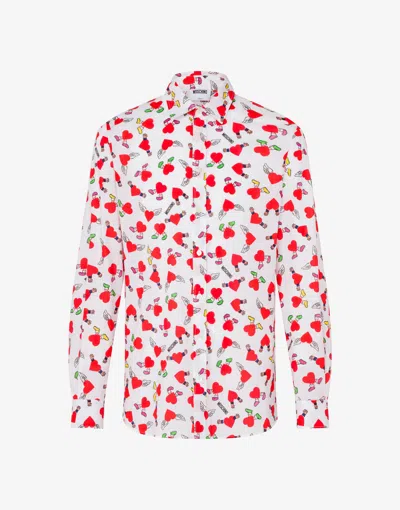 Moschino Leichtes Popeline-hemd Aus Baumwolle Mit Print In Red