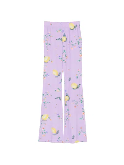 Moschino Lemon-print Trousers In Purple