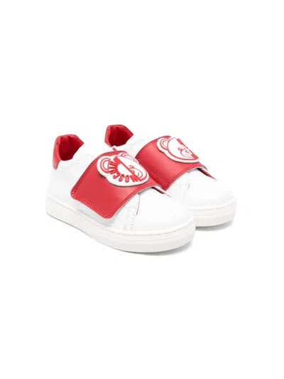 Moschino Kids' Leo Teddy-appliqué Sneakers In White