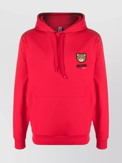 Moschino Hooded Drop Shoulder Sweater In Red
