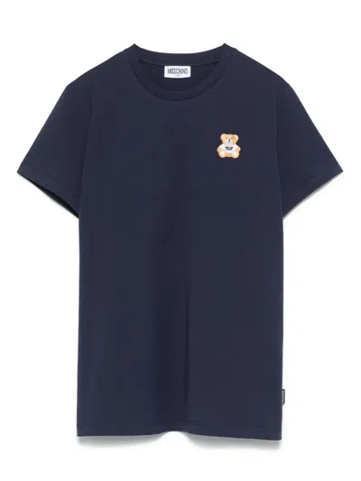 Moschino Kids' Leo Teddy-patch T-shirt In Blue