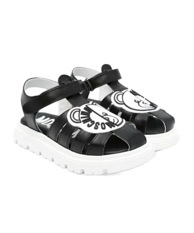 Moschino Kids' Leo Teddy Patterned Sandals In White
