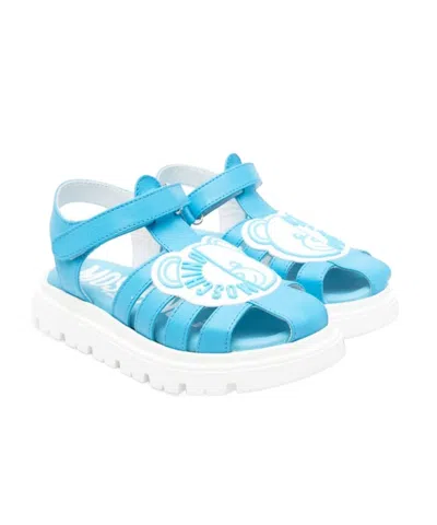 Moschino Kids' Leo Teddy Patterned Sandals In White