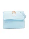 Moschino Leo Teddy-print Cotton Changing Bag In Blue