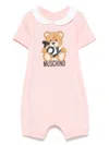 Moschino Leo Teddy-print Romper In Pink