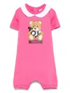 Moschino Leo Teddy-print Romper In Pink