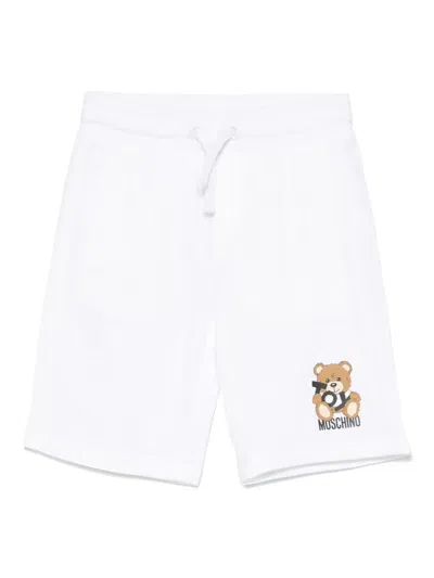 Moschino Kids' Leo Teddy-print Shorts In White