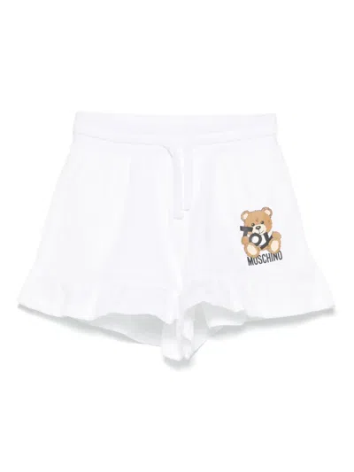 Moschino Kids' Leo Teddy-print Shorts In White