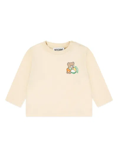 Moschino Babies' Leo Teddy-print T-shirt In Neutrals