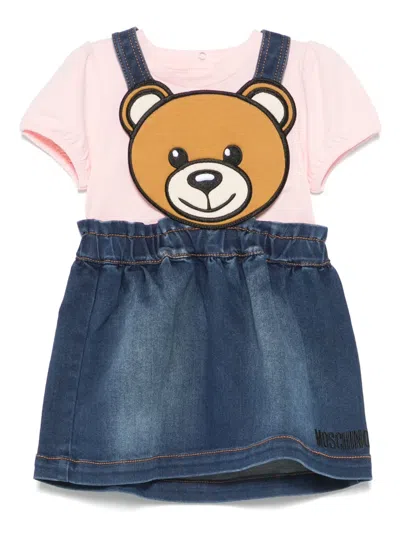 Moschino Babies' Leo Teddy Skirt Set In Blue