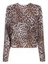 Moschino Leopard Pattern Crewneck Jumper In Beige