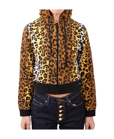 Moschino Leopard Print Casual Jacket In Black