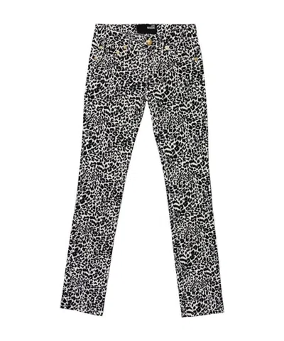 Moschino Leopard Print Jeans In Black