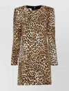 Moschino Couture Dress With Animal Pattern In Brown