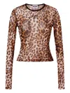 Moschino Leopard-print Long-sleeve T-shirt In Brown