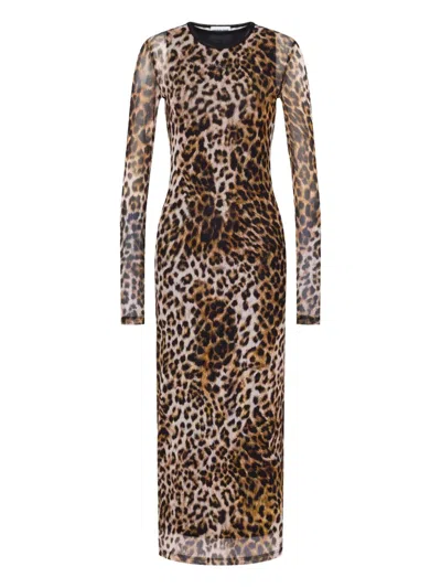 Moschino Leopard-print Maxi Dress In Brown