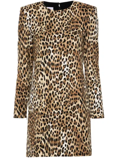 Moschino Leopard-print Mini Dress In Brown