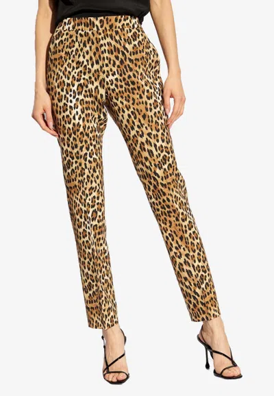 Moschino Leopard Print Pants In Multicolor