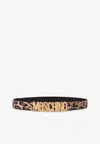 Moschino Logo-lettering Leopard-print Belt In Multicolor